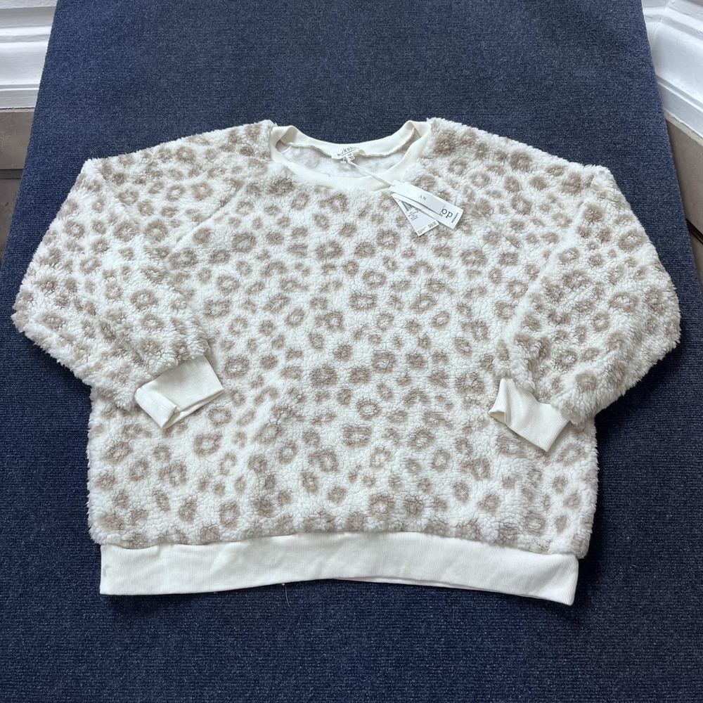 Workshop by Andrea Jovine Sweatshirt Womens 2XL Sherpa Fleece Leopard Pullover